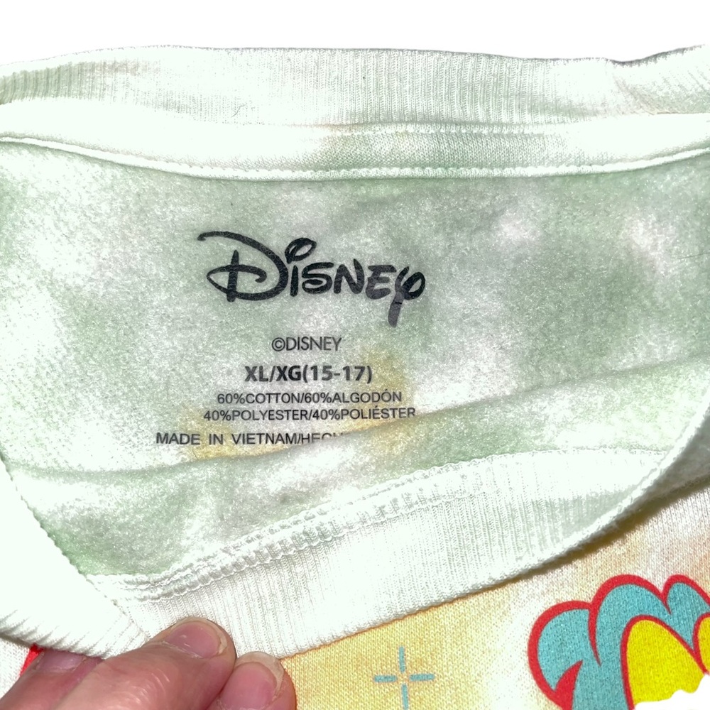 Disney Women’s Sweatshirt Junior Size 15-17 New With Tag Tye Dye Yellow Green - Picture 3 of 4
